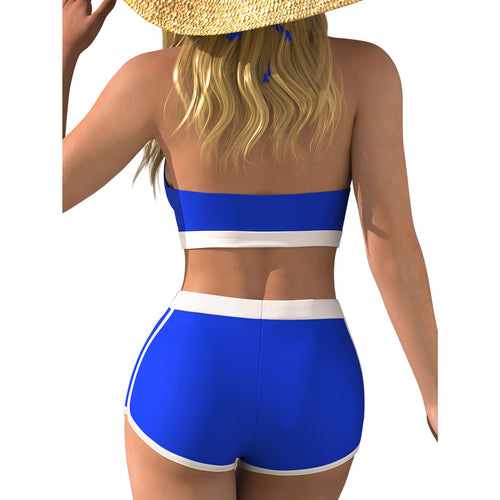 Damen Bikini-Oberteil mit tiefem V-Ausschnitt und knöchellanger Shorts Echo Archiv
