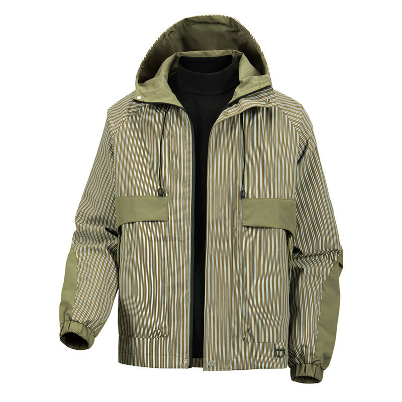 Herren Modische Windbreaker-Jacke mit Kapuze und Streifenmuster Echo Archiv