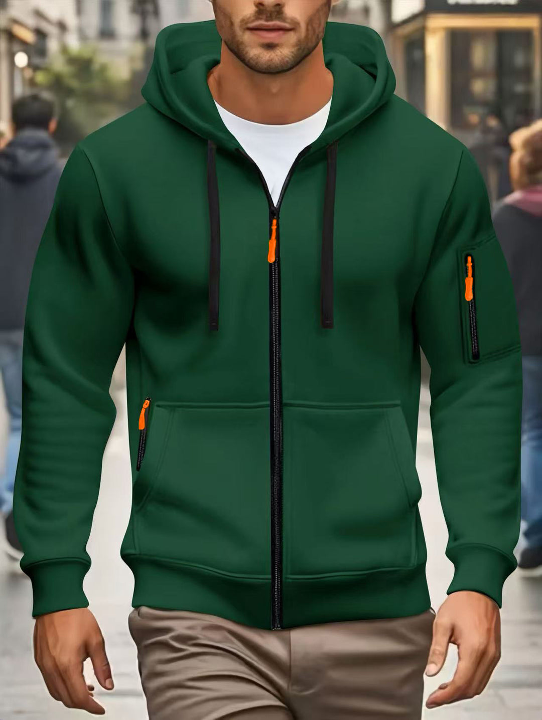 Herren sportliche Kapuzenjacke mit funktionalen Reißverschlusstaschen Echoarchiv