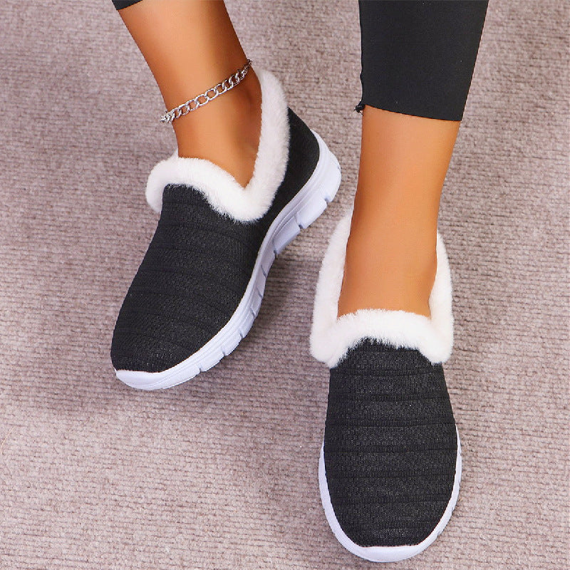 Damen Fleecegefütterte Strick-Slipper-Sneaker mit flexibler EVA-Sohle Echoarchiv