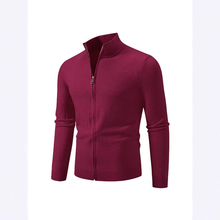 Herren modischer Strickpullover mit hohem Kragen und Reißverschluss Echoarchiv