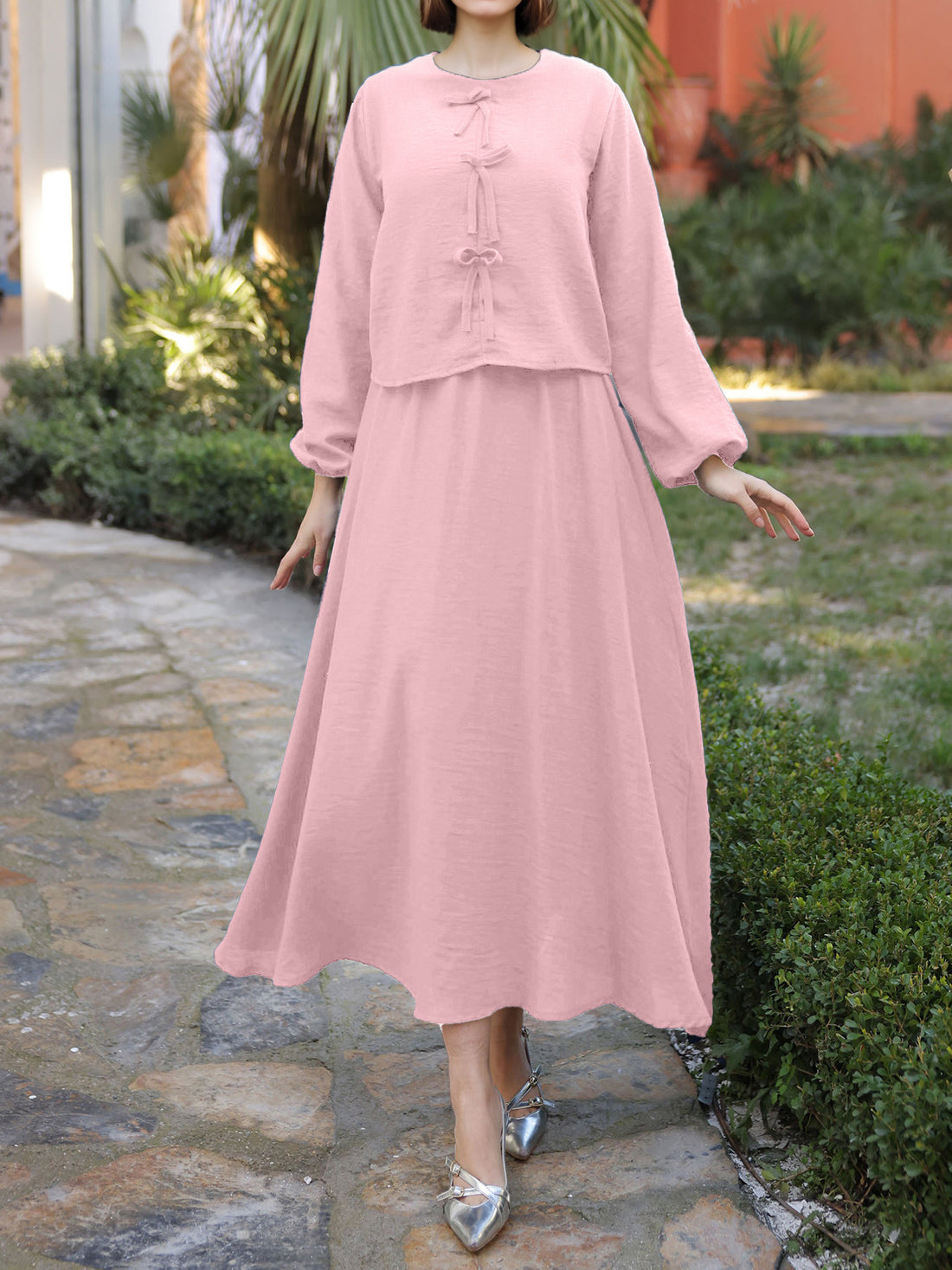 Damen Elegantes Langarmkleid mit Schößchen Echo Archiv