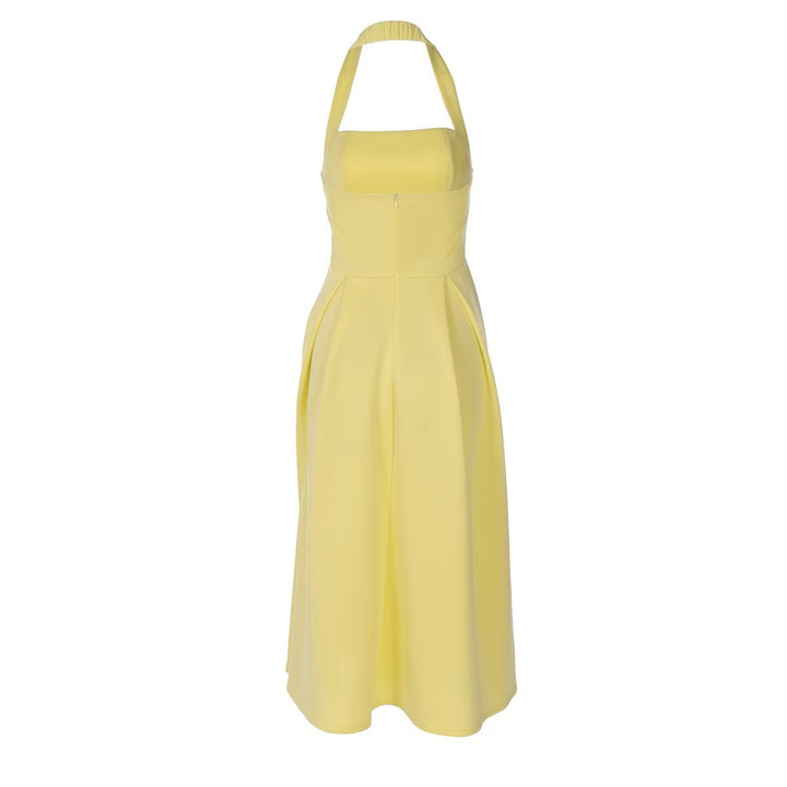 Damen Elegantes Midikleid mit tiefem V-Ausschnitt und stilvollem Faltenrock Echo Archiv