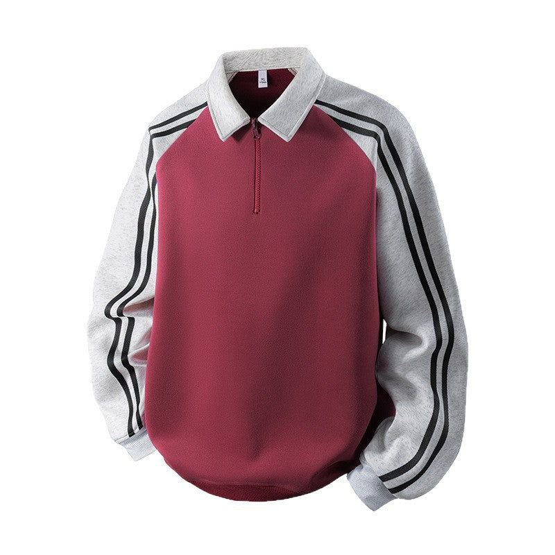 Herren Sportlicher Sweatshirt mit Stehkragen und Reißverschluss Echoarchiv