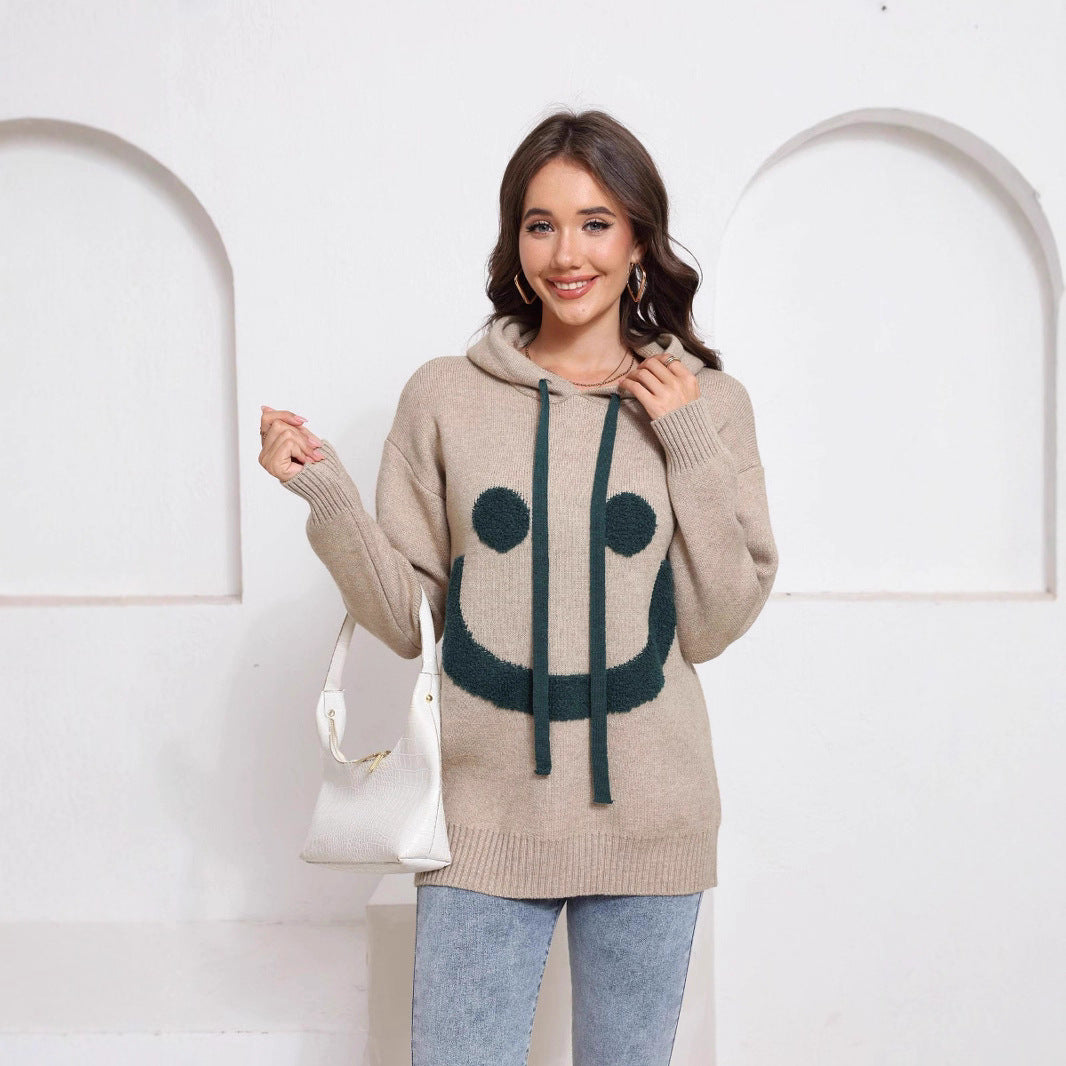 Damen Gemütlicher Kapuzenpullover mit Smiley-Design Echo Archiv