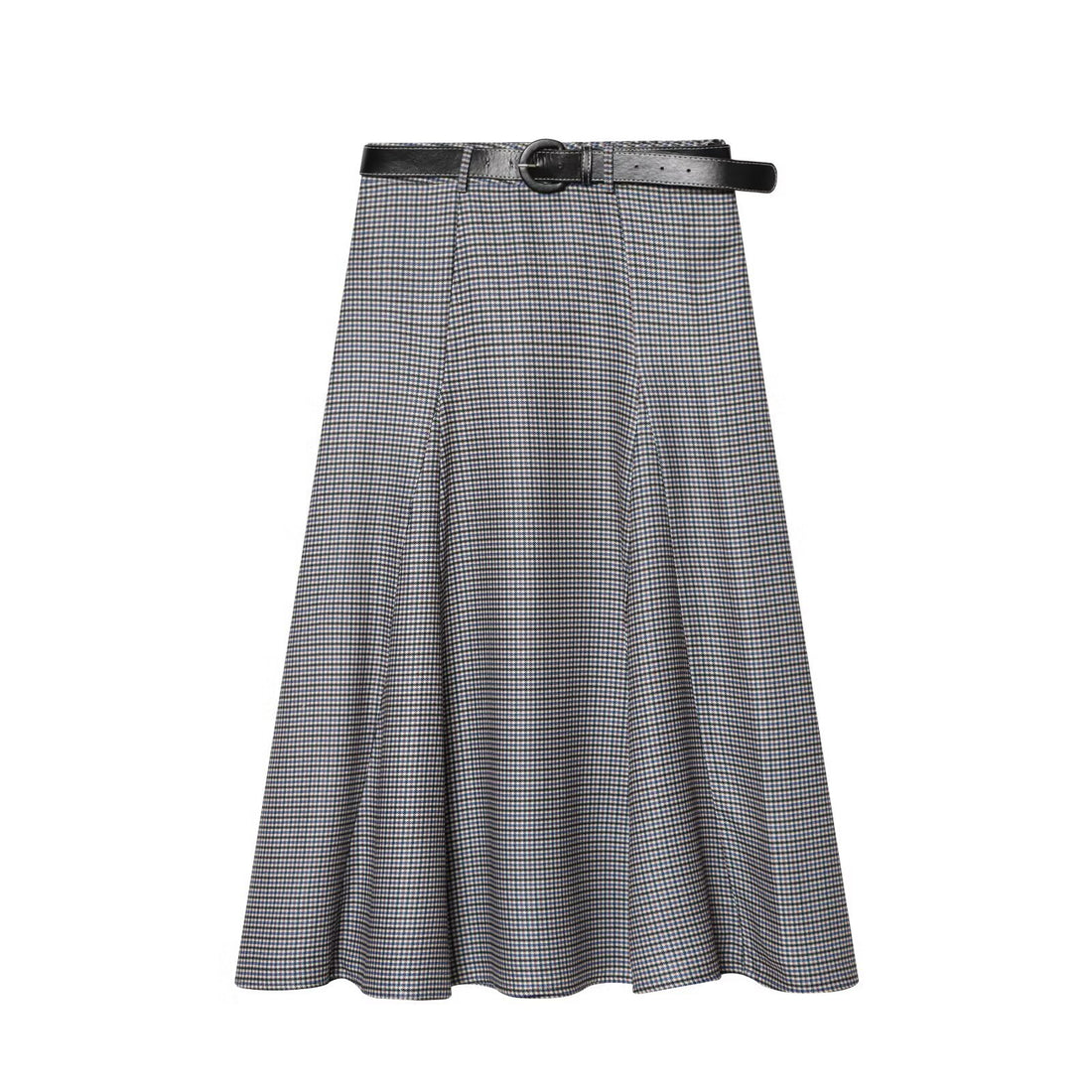Damen A-Linien Midirock mit hoher Taille und Gürtel Echoarchiv