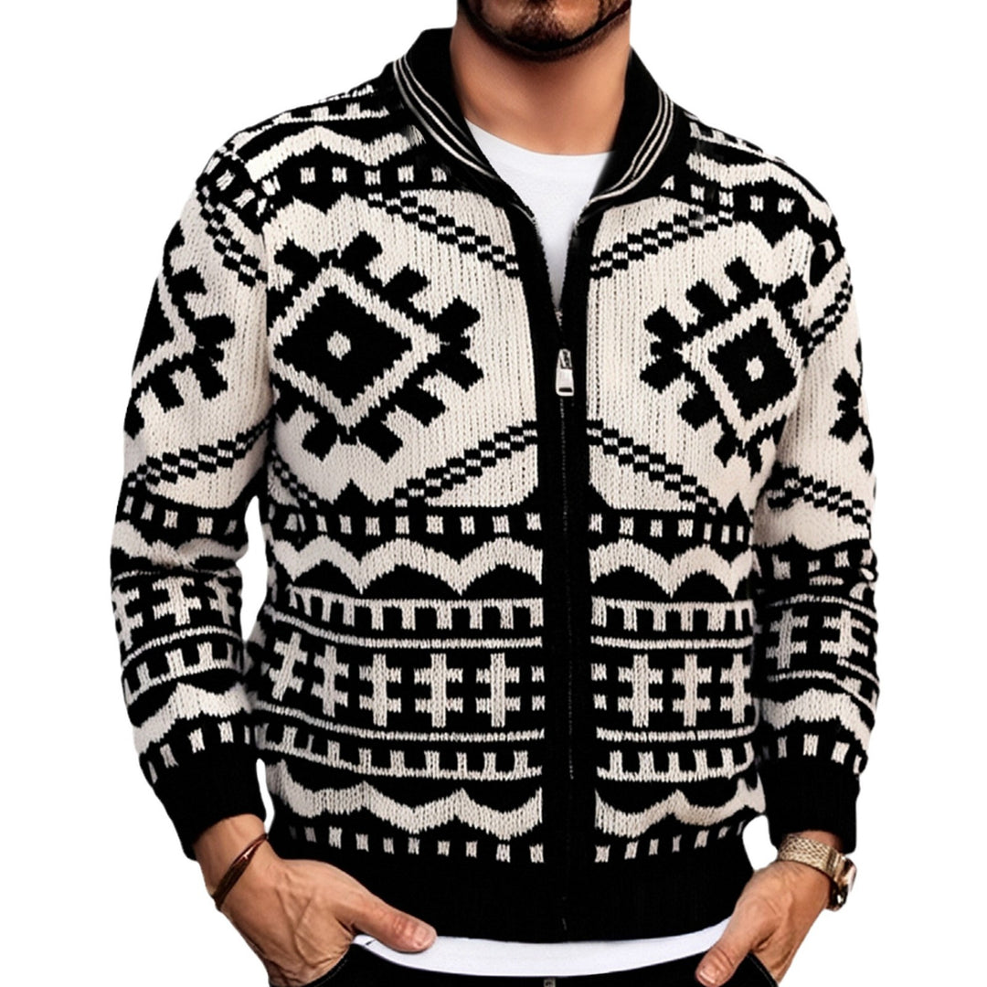 Herren Strickjacke mit Zopfmuster und Stehkragen Echoarchiv