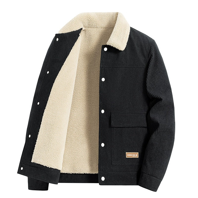 Herren Cordjacke mit Teddyfutter, Hemdkragen & Druckknopffront Echoarchiv