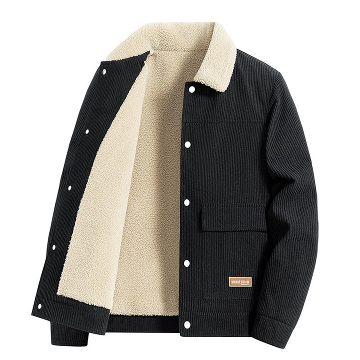 Herren Cordjacke mit Teddyfutter, Hemdkragen & Druckknopffront Echoarchiv