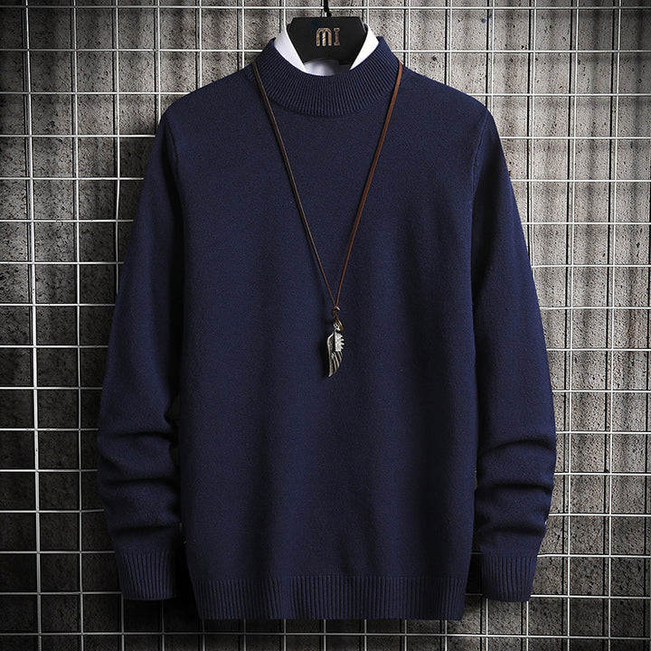 Herren nan Premium Stehkragenpullover aus feinem Baumwoll-Mix mit gerippten Bündchen und schmaler Silhouette Echo Archiv