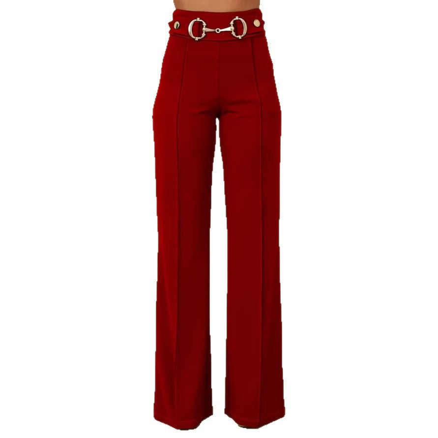 Damen weite Hochtaillenhose mit dekorativem Gürtel und eleganter Nahtführung Echo Archiv