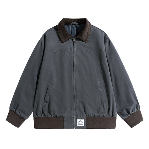Herren Oversize-Field-Bomberjacke mit Cordkragen, elastischem Saum & verdecktem Reißverschluss Echoarchiv