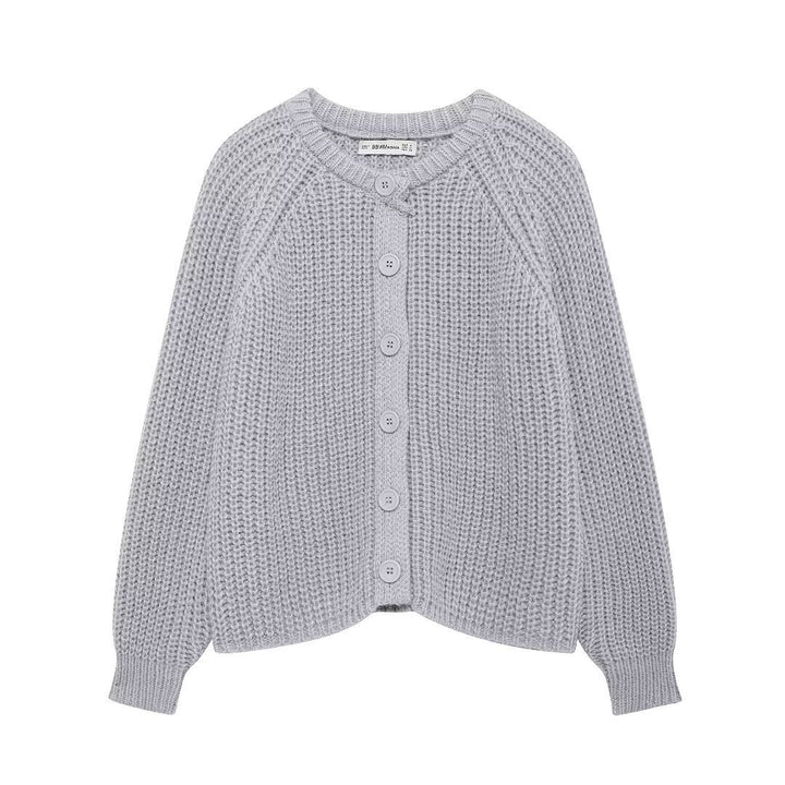 Damen nan grob gestrickte Raglan-Cardigan mit Ballonärmeln und durchgehender Knopfleiste Echo Archiv
