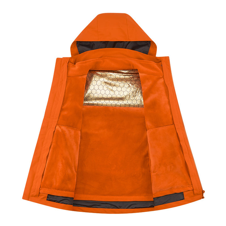 Damen zweilagige Softshell-Jacke mit herausnehmbarer Fleece-Innenjacke und verstellbarer Kapuze Echoarchiv