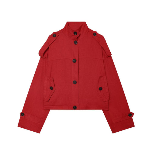 Damen Cropped Übergangsjacke im Field‑Stil mit Stehkragen und Schulterriegeln Echo Archiv