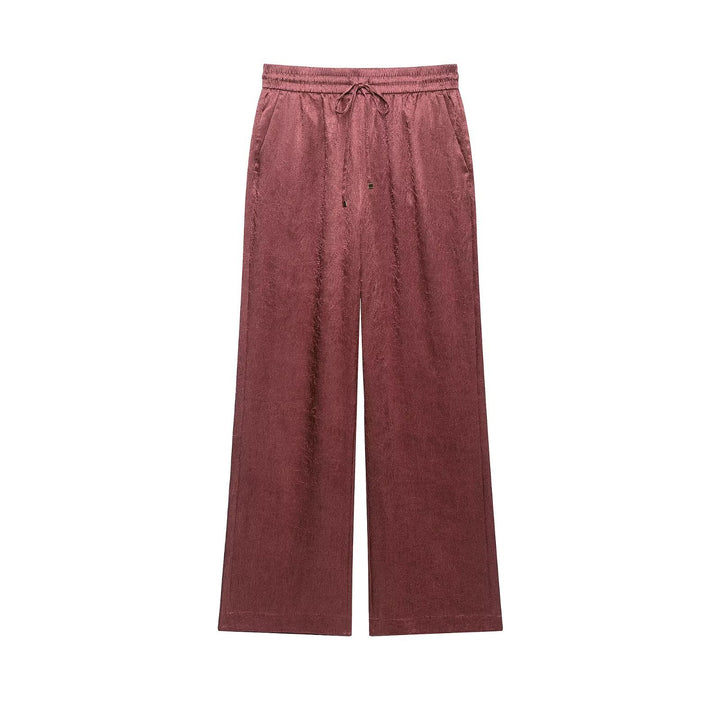 Damen Weite Samt-Loungehose mit elastischem Bund, Tunnelzug und Eingrifftaschen Echoarchiv