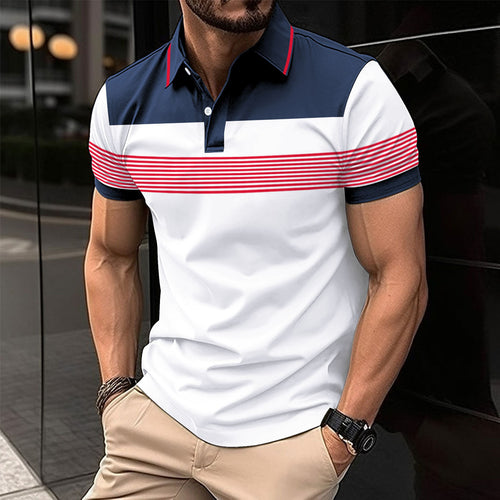 Herren modisches Poloshirt mit modernem Liniendesign und Kragen Echoarchiv