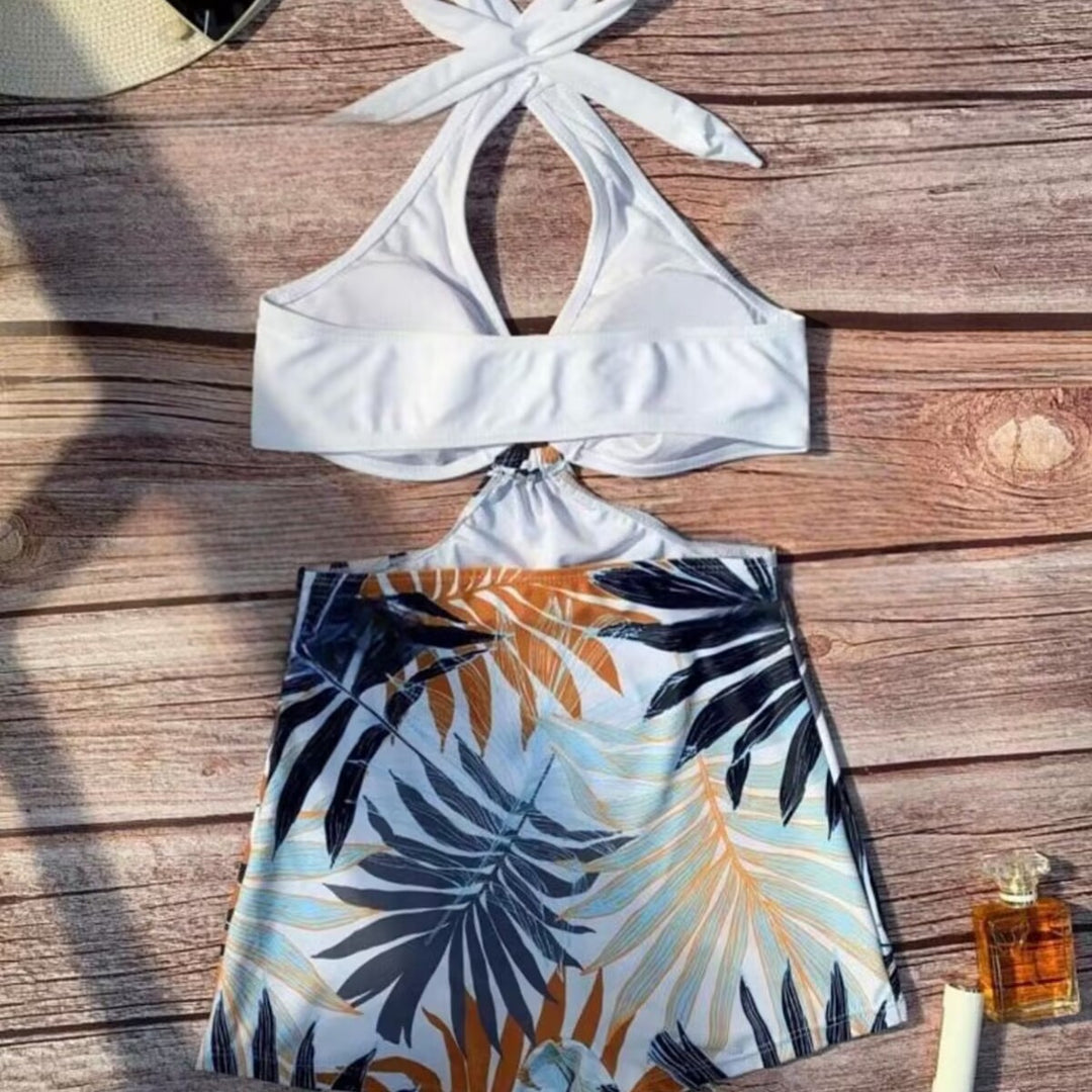 Damen Bikiniset mit hoch geschnittenem Hosenrock und elegantem Knoten Echo Archiv