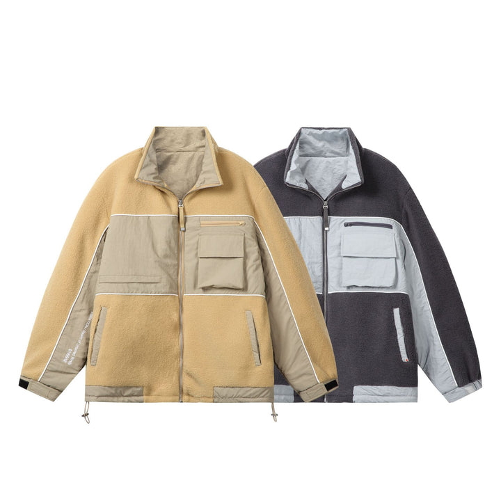 Unisex Oversize Fleece‑Fieldjacke mit Nylonpanels, hoher Stehkragen und Tunnelzug Echoarchiv