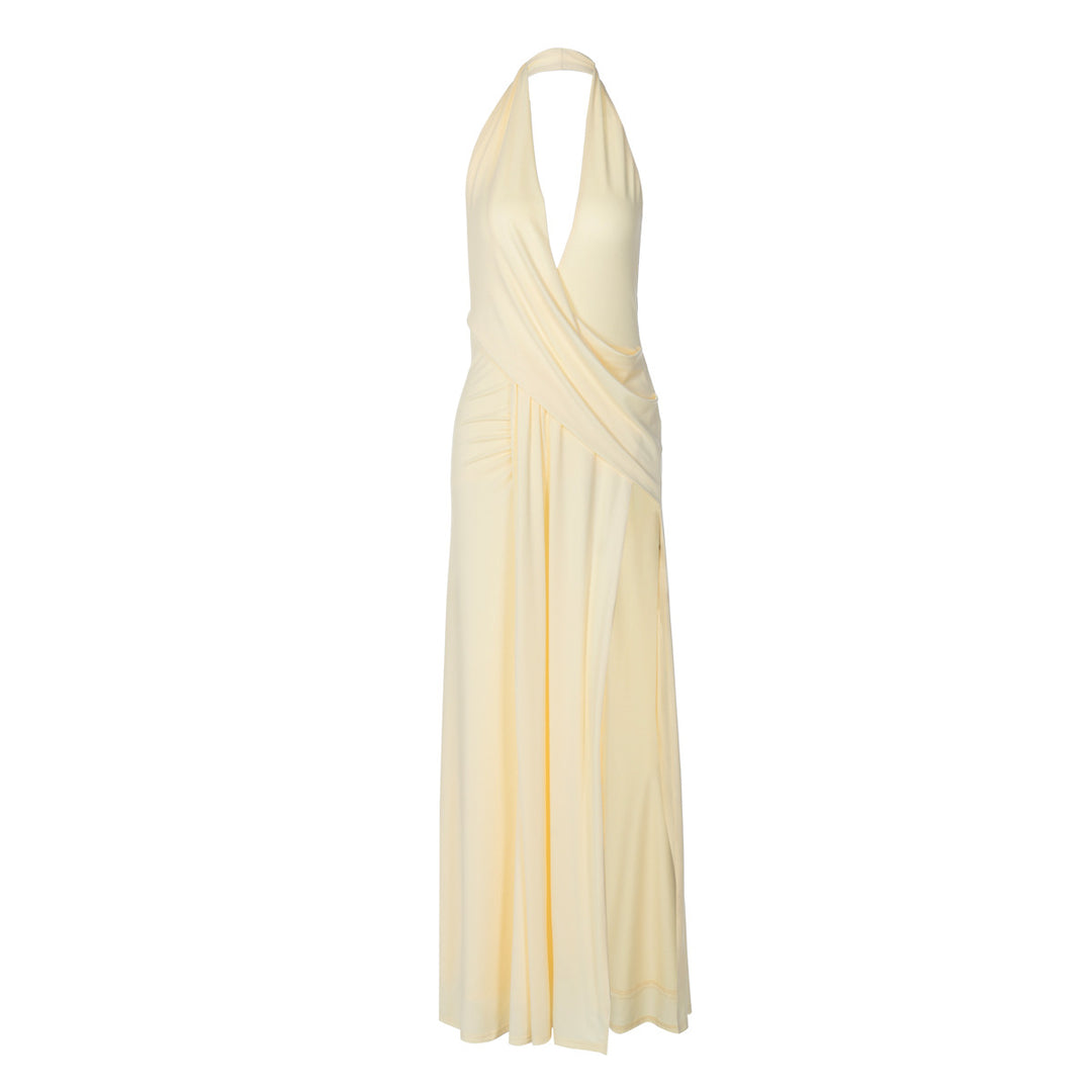 Damen Maxikleid mit verführerischem V-Ausschnitt und einzigartiger Drapierung Echo Archiv