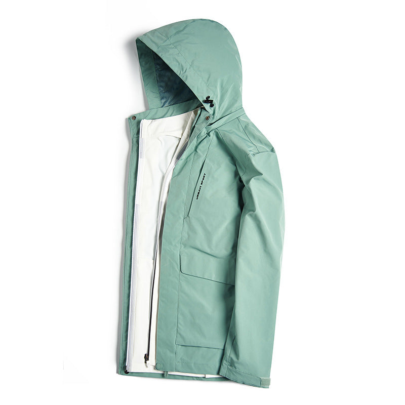 Herren wasserdichte Stadt-Outdoorjacke mit Kapuze, verdecktem Reißverschluss und Cargo-Taschen Echo Archiv