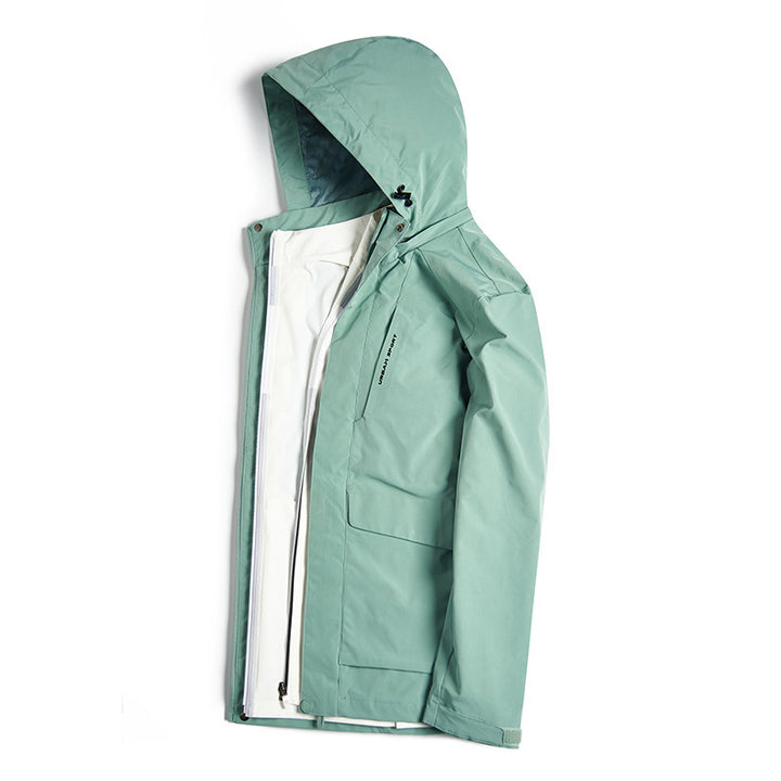 Herren wasserdichte Stadt-Outdoorjacke mit Kapuze, verdecktem Reißverschluss und Cargo-Taschen Echo Archiv