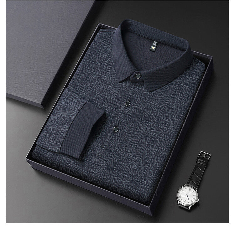 Herren elegante Langarmbluse mit strukturiertem Design Echoarchiv