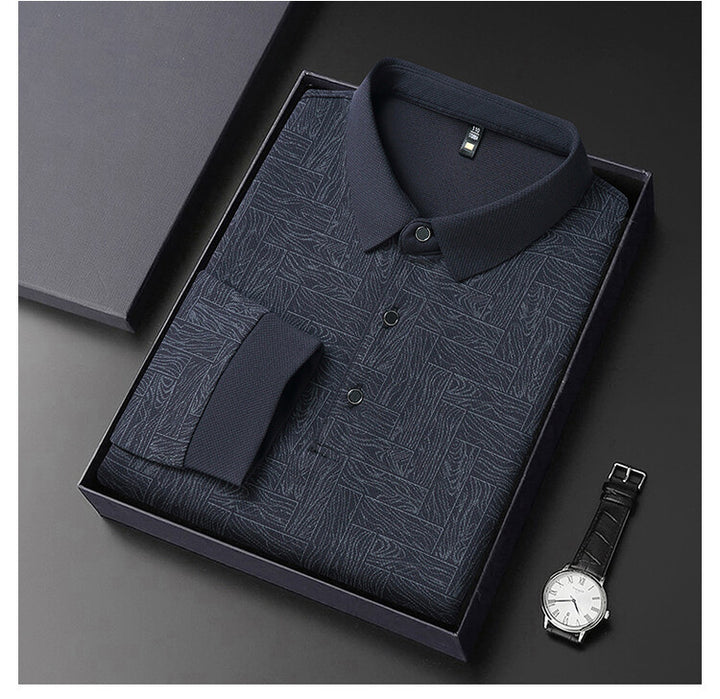 Herren elegante Langarmbluse mit strukturiertem Design Echoarchiv
