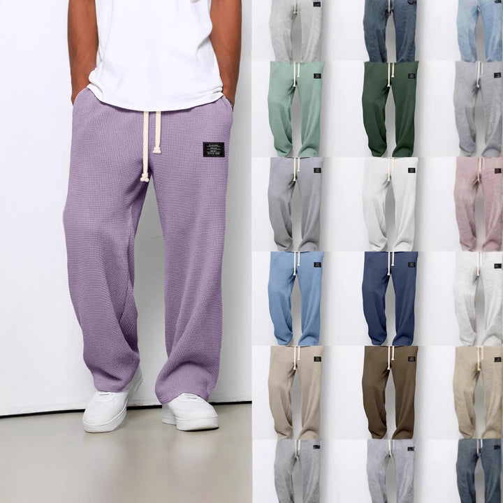 Herren nan lässige Waffelstrick Loungehose mit Kordelzug und geradem Schnitt Echo Archiv
