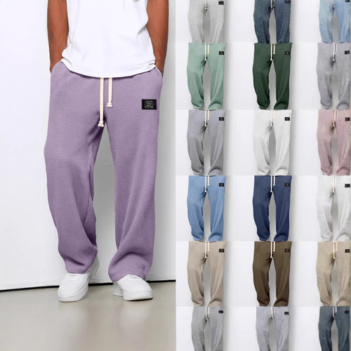 Herren nan lässige Waffelstrick Loungehose mit Kordelzug und geradem Schnitt Echo Archiv