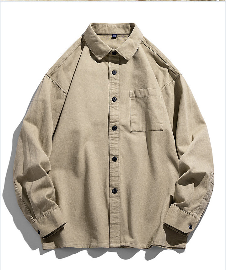 Herren Lockeres Overshirt-Hemd aus Baumwollmix mit Brusttasche und überschnittener Schulter Echoarchiv