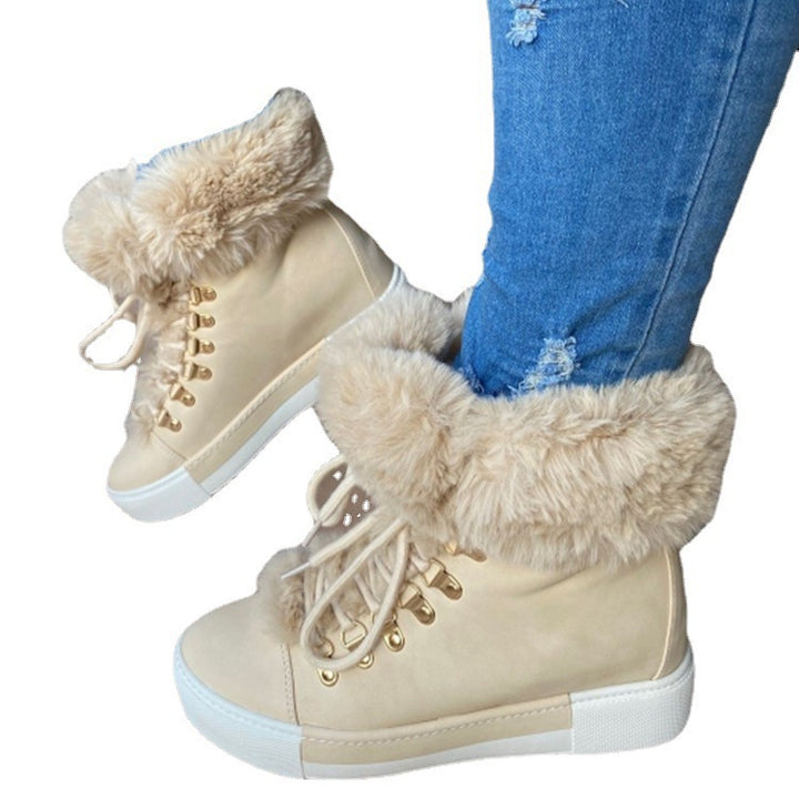 Damen Gefütterte High-Top Sneaker-Boots mit Kunstfellkragen und dekorativer Schnürung Echo Archiv