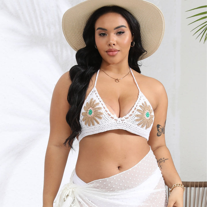 Damen gehäkelter Bikini-Oberteil mit floralen Applikationen Echo Archiv