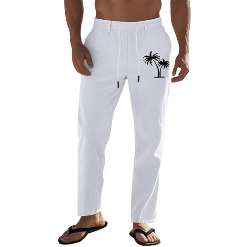 Herren lässige Freizeit-Hose mit elastischem Bund und kontrastierendem Palmendruck Echoarchiv