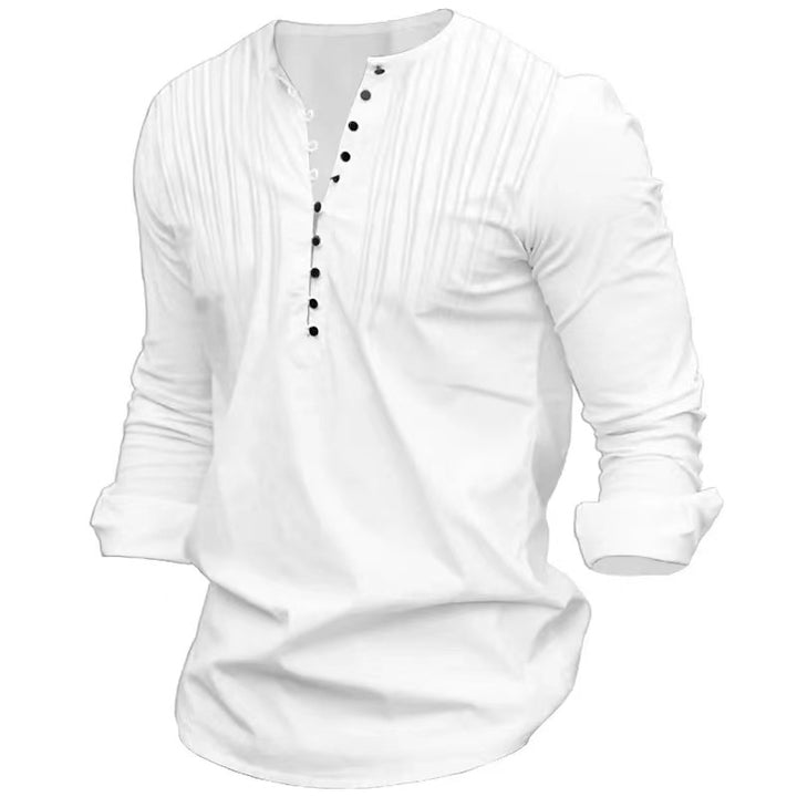 Herren Langarmshirt mit feinen Falten und Knopfleiste Echoarchiv