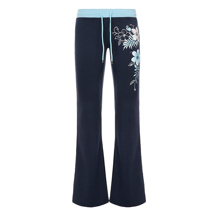 Damen nan ausgestellte Loungehose mit hohem Stretchbund, Kordelzug und floralem Druck Echo Archiv
