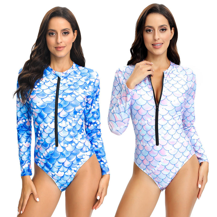 Damen Langarm Schwimmanzug mit Meerjungfrau-Design Echo Archiv