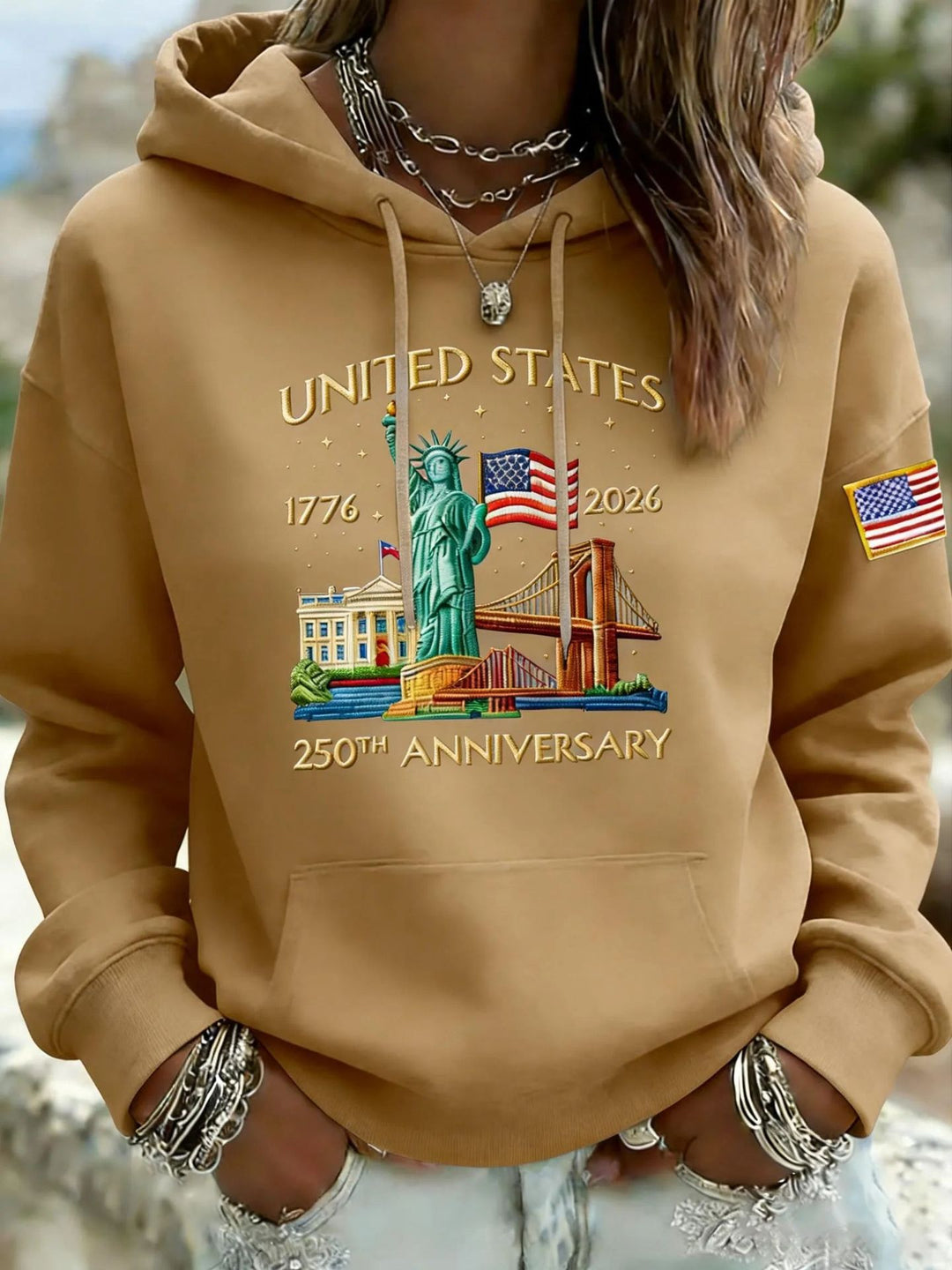 Damen Kreativer Kapuzenpullover mit einzigartigem Statuesque-Motiv Echoarchiv