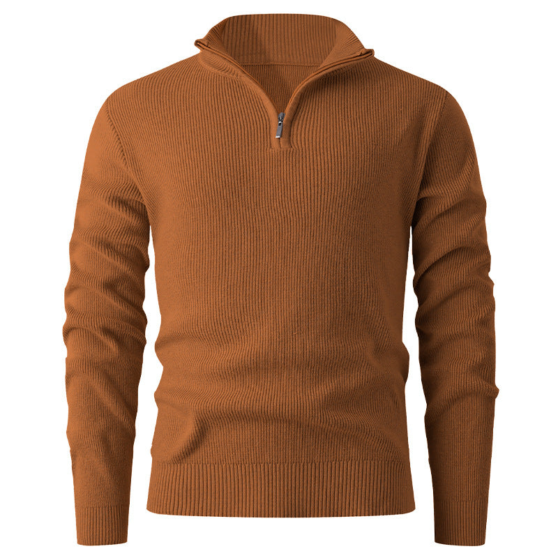 Herren nan Slim-Fit Halbzip-Strickpullover aus Merino-Baumwollmix mit verstärktem Stehkragen Echo Archiv