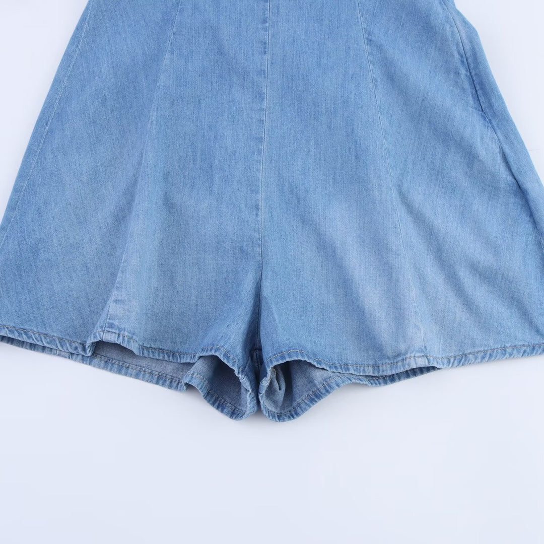 Damen Denim Jumpsuit mit schmalem Schnitt und verstellbaren Trägern Echo Archiv