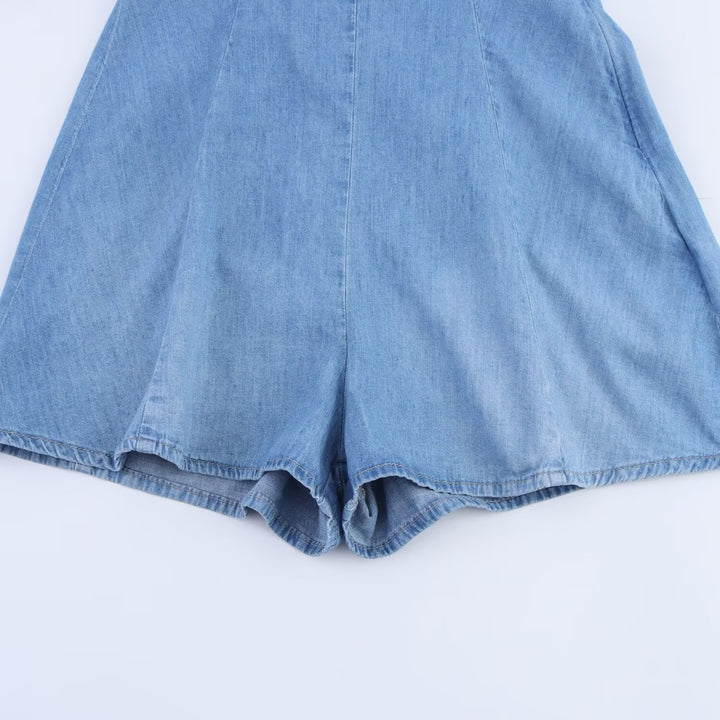 Damen Denim Jumpsuit mit schmalem Schnitt und verstellbaren Trägern Echo Archiv