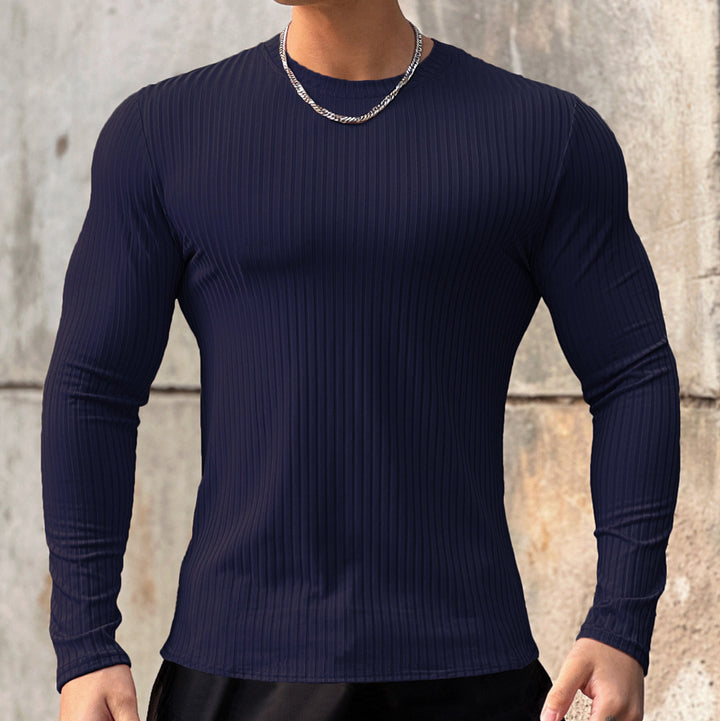 Herren Langarmshirt mit strukturiertem Rippenmuster und sportlicher Passform Echoarchiv