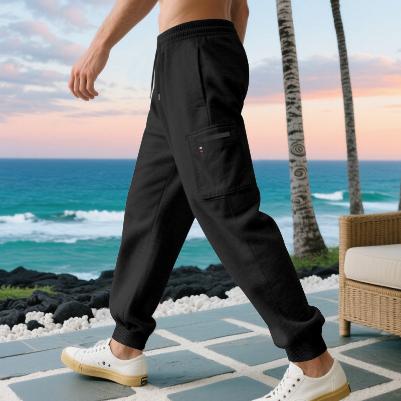 Herren lässige Jogginghose mit Cargo-Reißverschlusstasche, elastischem Bund und gerippten Bündchen – Sorevano
