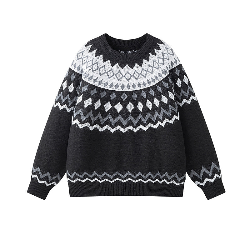 Damen Grobstrickpullover mit geometrischem Muster Echoarchiv