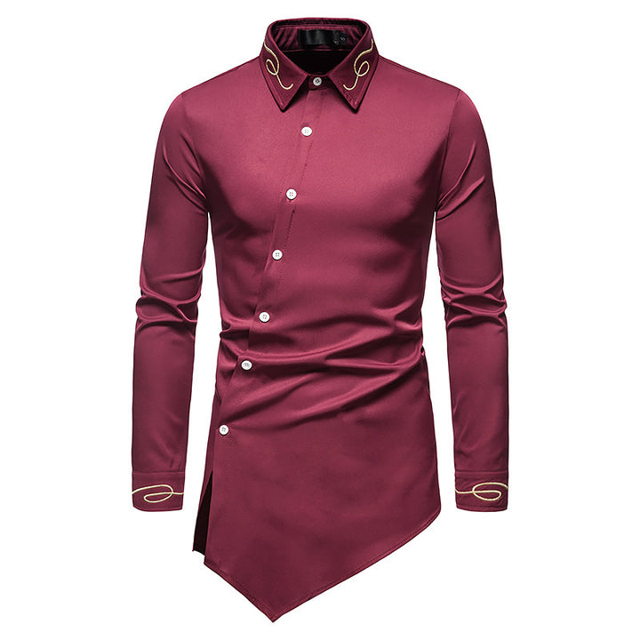 Herren Longsleeve Hemd im avantgardistischen Design mit asymmetrischem Saum Echoarchiv