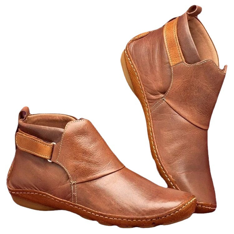 Unisex nan knöchelhohe Lederimitat-Boots mit Klettverschluss und rutschfester Gummisohle Echo Archiv