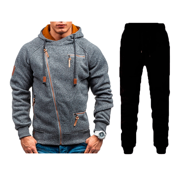 Herren modisches Sweatjacken- und Jogginghosen-Set mit stilvollen Kontrastdetails und praktischen Taschen Echoarchiv