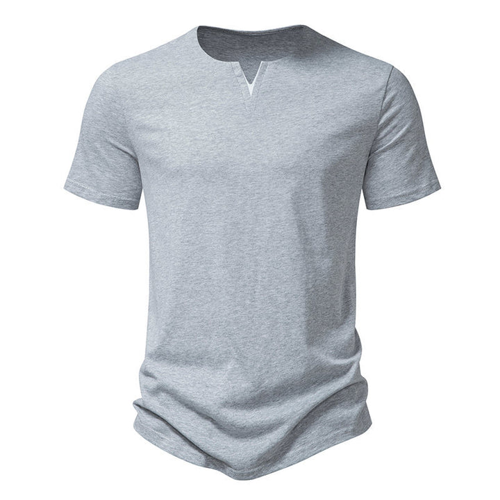 Herren Kurzarm-Henley-T-Shirt mit kreativem V-Ausschnitt und angenehmem Tragegefühl Echoarchiv
