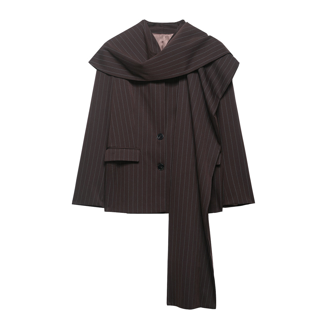 Damen Blazer mit übergroßem Schalkragen und langer Bindeschleife Echoarchiv