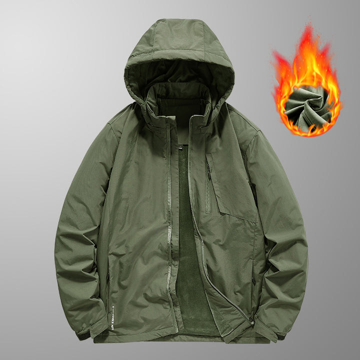 Herren Wind- und Wasserabweisende leichte Kapuzenjacke mit Thermo-Innenfutter und verdecktem Reißverschluss Echo Archiv